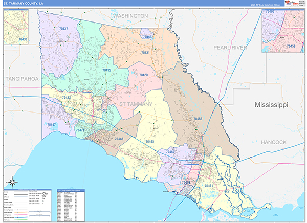 St. Tammany Parish (County), LA Wall Map